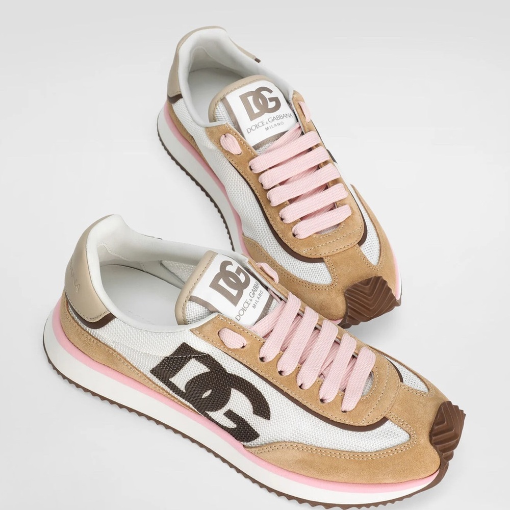 Dolce & Gabbana Pink and Tan Women's Sneakers